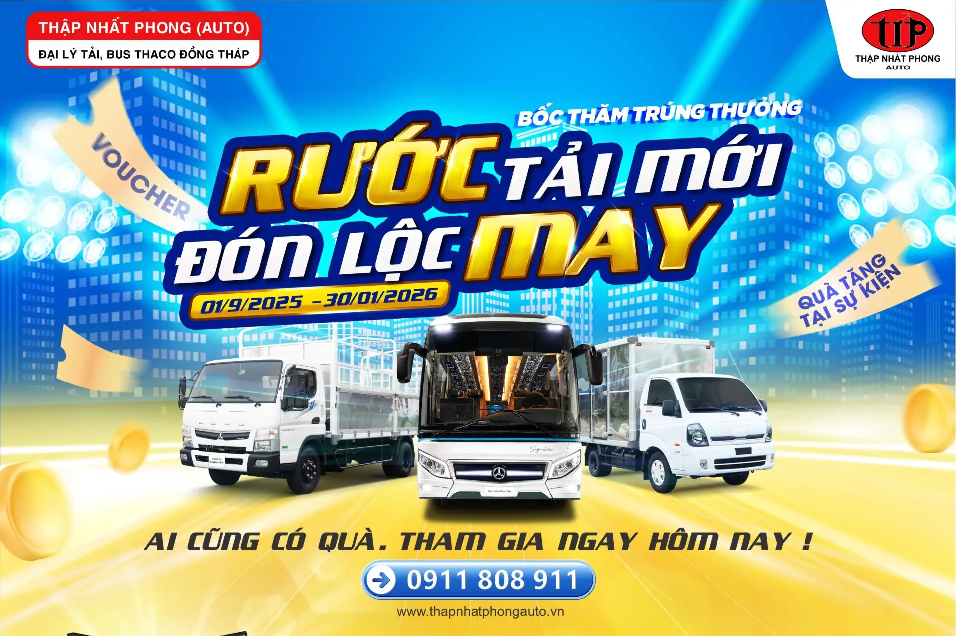 Mua xe tải trúng quà lớn tại Thập Nhất Phong Auto – Cơ hội rước tải mới, nhận quà cực khủng!